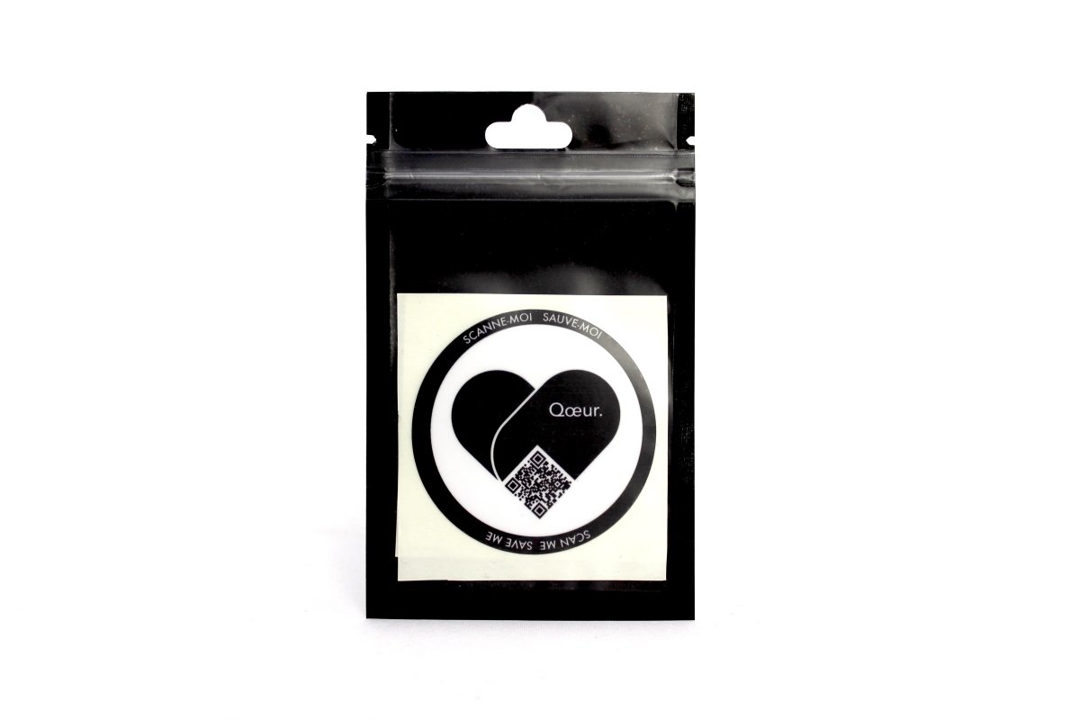 StiQoeur. Sticker motard d'urgence. BLK. - Qoeur.fr