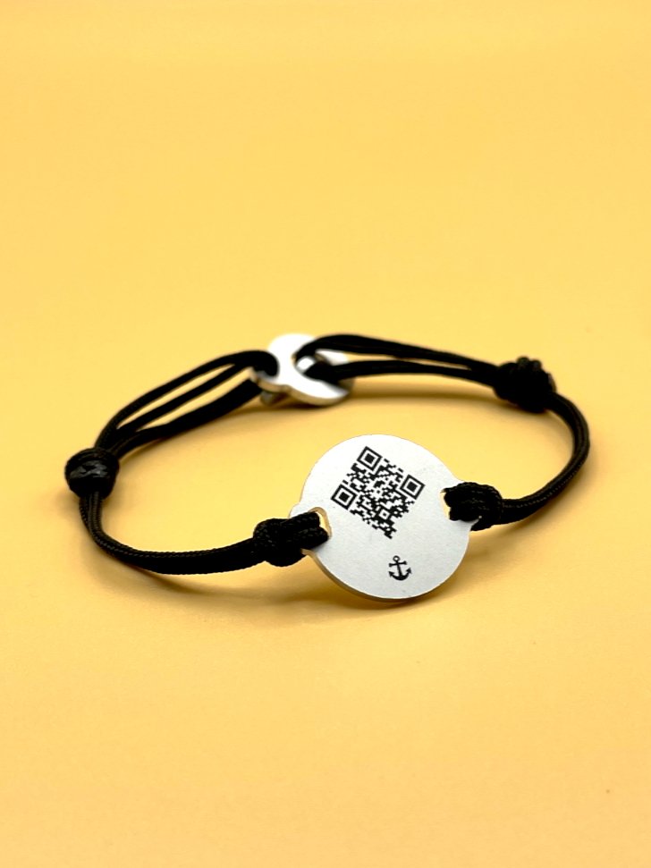 Qoeur. Bracelet médical d'urgence. Interchangeable - Minimal / ancre. - Qoeur.fr